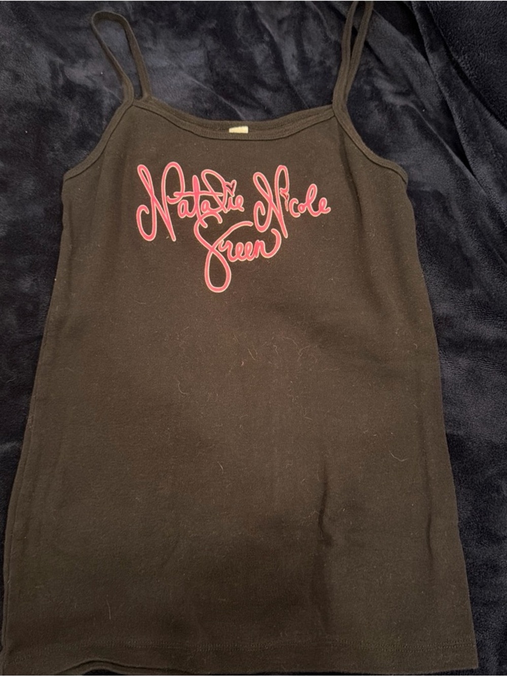 Black Girls' Camisole with Pink Script Logo